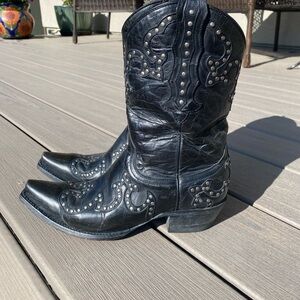 Old Gringo Black Studded Heeled Cowboy Boots, Size 7.5M